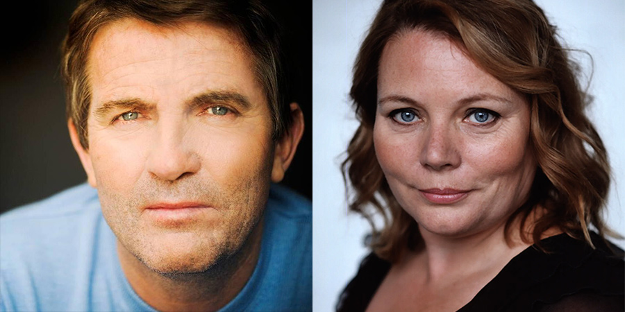 The Larkins. Image shows from L to R: Pop Larkin (Bradley Walsh), Ma Larkin (Joanna Scanlan). Copyright: Genial Productions. The Larkins. Image shows from L to R: Pop Larkin (Bradley Walsh), Ma Larkin (Joanna Scanlan). Copyright: Genial Productions.