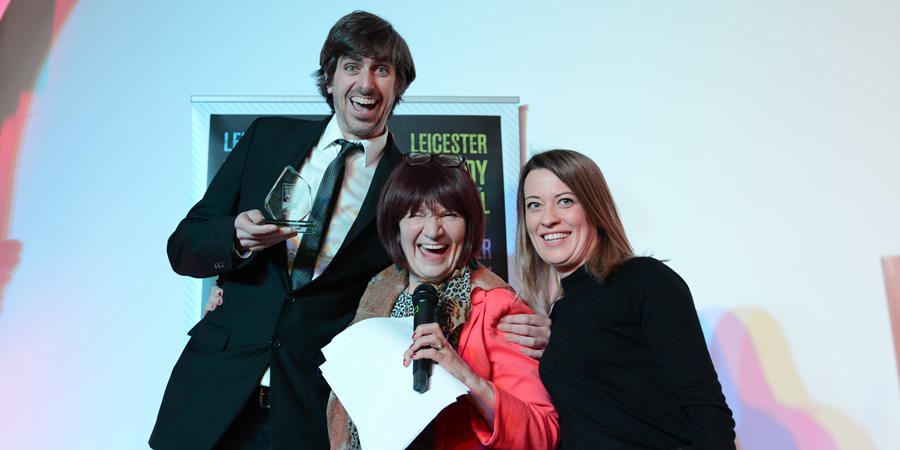 Darren Walsh wins Leicestershire's Favourite Joke at Leicester Comedy Festival Awards 2019. Image shows from L to R: Darren Walsh, Janice Connolly. Darren Walsh wins Leicestershire's Favourite Joke at Leicester Comedy Festival Awards 2019. Image shows from L to R: Darren Walsh, Janice Connolly.
