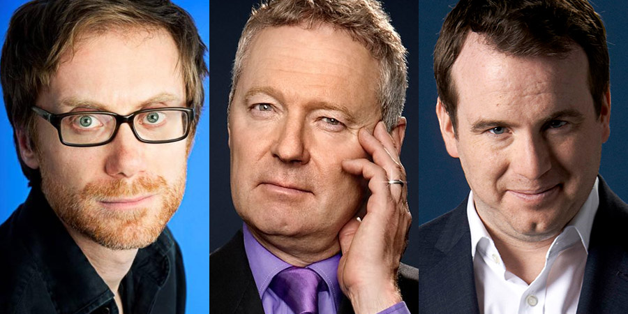 Image shows from L to R: Stephen Merchant, Rory Bremner, Matt Forde. Image shows from L to R: Stephen Merchant, Rory Bremner, Matt Forde.