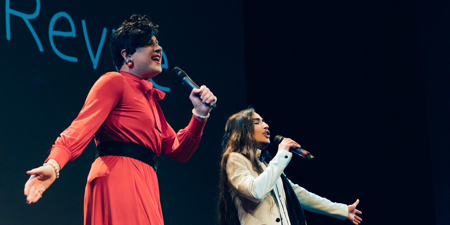 The Dragprov Revue at The Musical Comedy Awards 2019. Image shows from L to R: Ed Scrivens, Francesca Forristal. Copyright: Elina Kansikas. The Dragprov Revue at The Musical Comedy Awards 2019. Image shows from L to R: Ed Scrivens, Francesca Forristal. Copyright: Elina Kansikas.