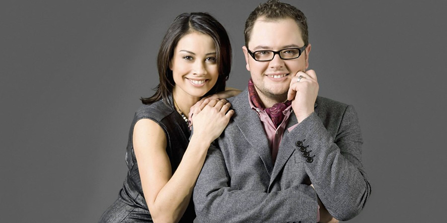 Image shows from L to R: Melanie Sykes, Alan Carr. Copyright: BBC. Image shows from L to R: Melanie Sykes, Alan Carr. Copyright: BBC.
