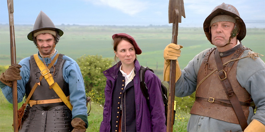 Roundheads And Cavaliers. Image shows from L to R: Alex Carter, Cariad Lloyd, David Schaal. Roundheads And Cavaliers. Image shows from L to R: Alex Carter, Cariad Lloyd, David Schaal.