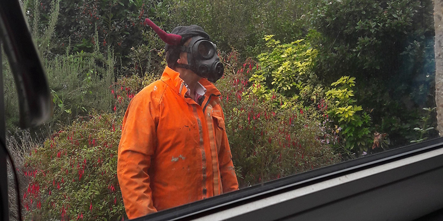 Man in gas mask. Man in gas mask.