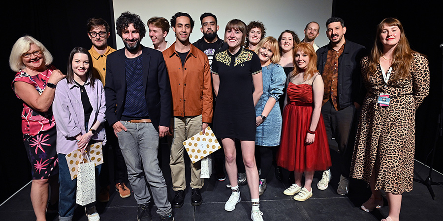 So You Think You're Funny? 2021. Image shows from L to R: Karen Koren, Rae Brogan, Nate Kitch, Mark Watson, Andy Watts, Omar Badawy, Farhan Solo, Maisie Adam, Kathy Maniura, Caroline Maddison, Kathleen Hughes, Lottie Field, Phil Marzouk, Katy Koren. Copyright: Steve Ullathorne. So You Think You're Funny? 2021. Image shows from L to R: Karen Koren, Rae Brogan, Nate Kitch, Mark Watson, Andy Watts, Omar Badawy, Farhan Solo, Maisie Adam, Kathy Maniura, Caroline Maddison, Kathleen Hughes, Lottie Field, Phil Marzouk, Katy Koren. Copyright: Steve Ullathorne.