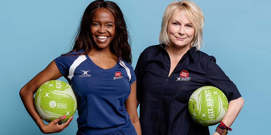 Image shows from L to R: Oti Mabuse, Jennifer Saunders. Copyright: Comic Relief. Image shows from L to R: Oti Mabuse, Jennifer Saunders. Copyright: Comic Relief.