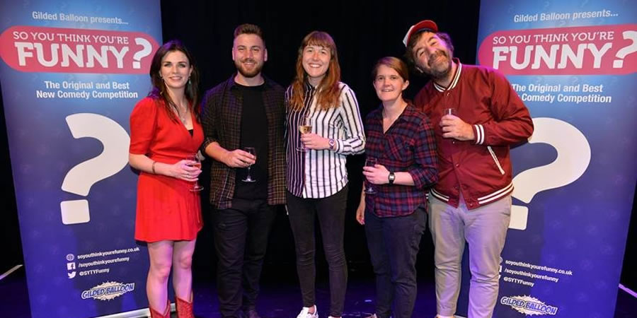 So You Think You're Funny?. Image shows from L to R: Aisling Bea, Morgan Rees, Maisie Adam, Sarah Mann, David O'Doherty. So You Think You're Funny?. Image shows from L to R: Aisling Bea, Morgan Rees, Maisie Adam, Sarah Mann, David O'Doherty.