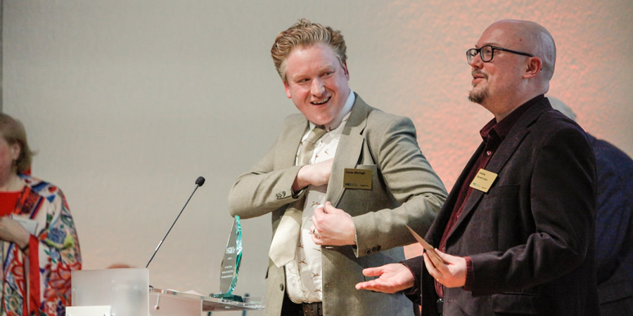 2020 Writers' Guild Awards. Image shows from L to R: Ciaran Murtagh, Andrew Jones. Copyright: Matt Writtle. 2020 Writers' Guild Awards. Image shows from L to R: Ciaran Murtagh, Andrew Jones. Copyright: Matt Writtle.