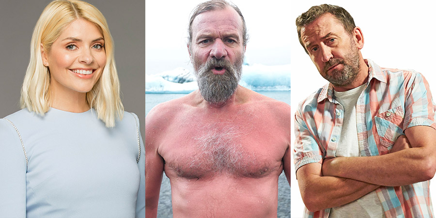 Image shows from L to R: Holly Willoughby, Wim Hof, Lee Mack. Image shows from L to R: Holly Willoughby, Wim Hof, Lee Mack.
