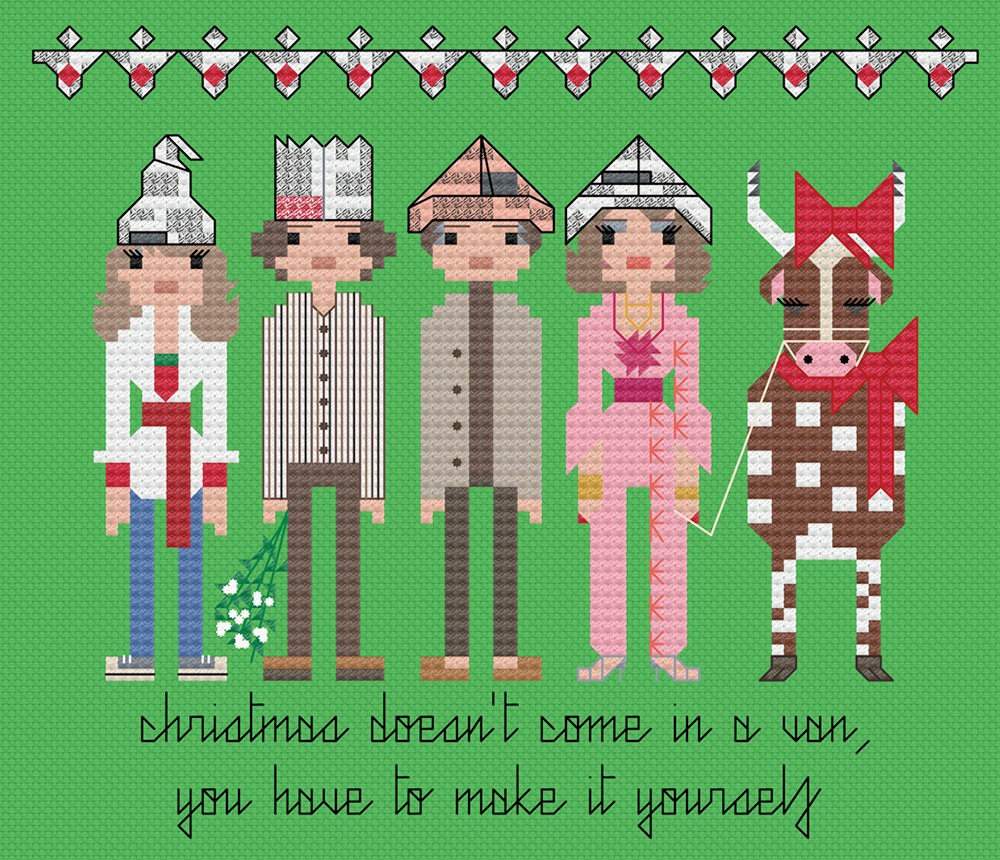 The Good Life festive cross stitch. Copyright: 8bitnorthxstitch. The Good Life festive cross stitch. Copyright: 8bitnorthxstitch.