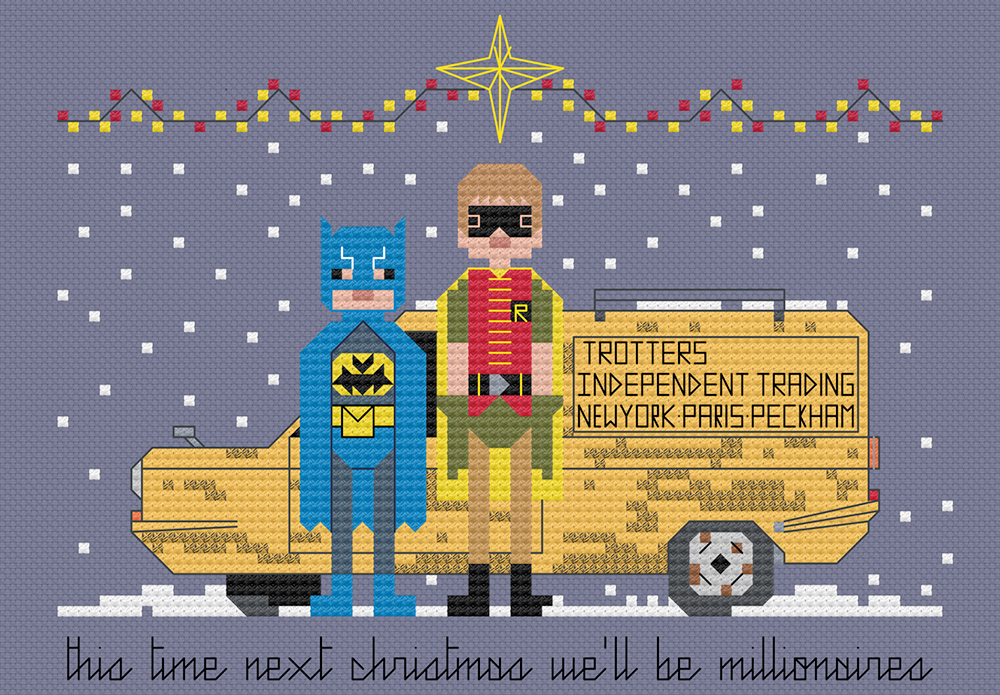 Only Fools And Horses festive cross stitch. Copyright: 8bitnorthxstitch. Only Fools And Horses festive cross stitch. Copyright: 8bitnorthxstitch.