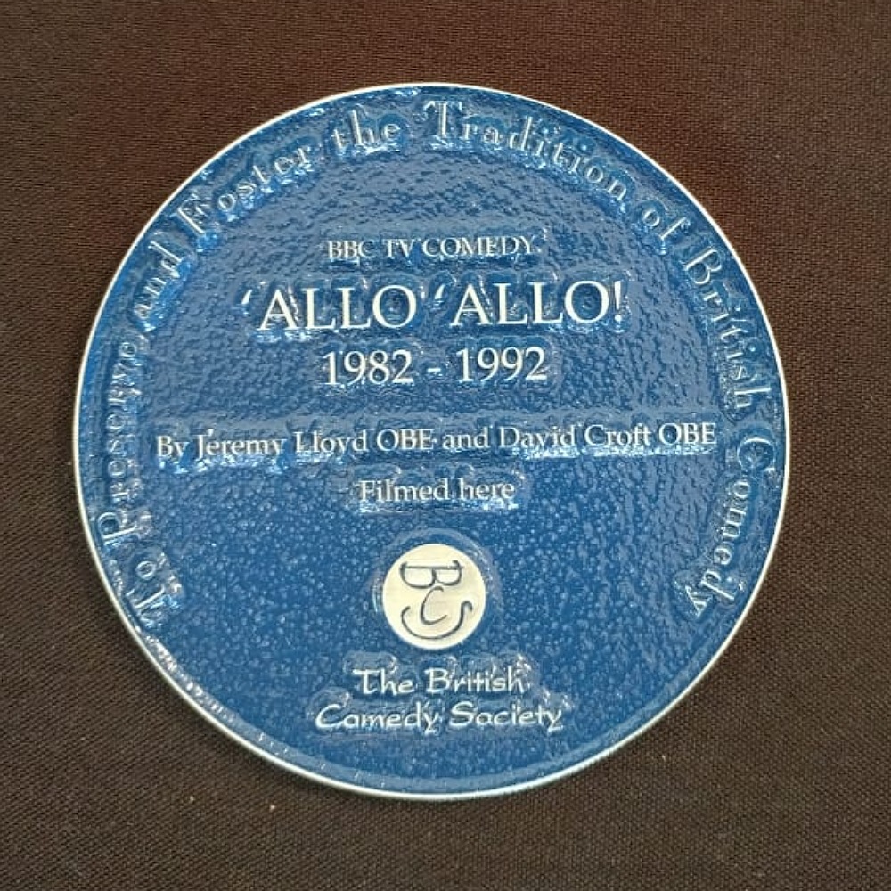 'Allo 'Allo! blue plaque. 'Allo 'Allo! blue plaque.