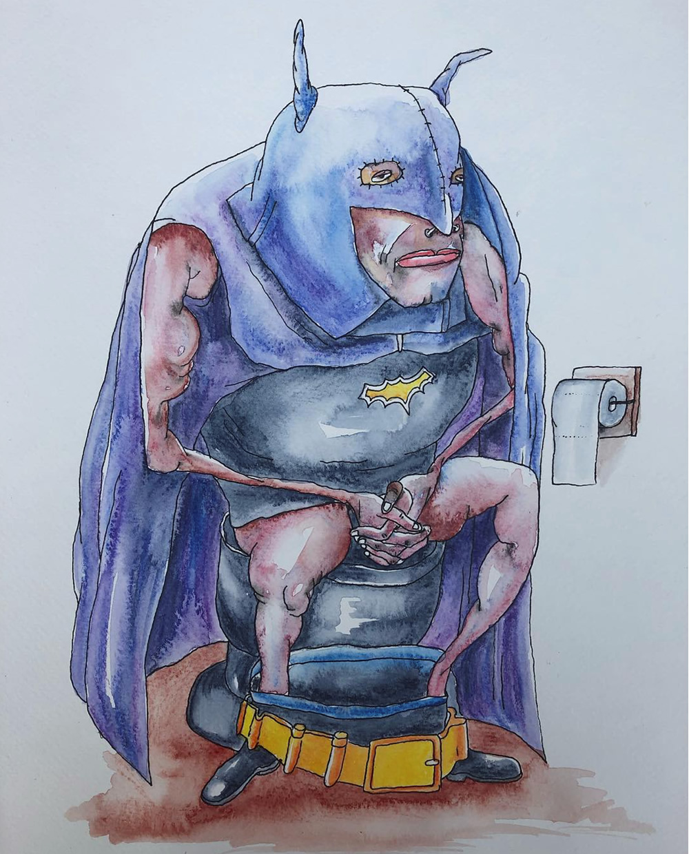 Jim Moir, Batman at Ease, Limited edition print, 17" x 17". Copyright: Jim Moir. Jim Moir, Batman at Ease, Limited edition print, 17" x 17". Copyright: Jim Moir.