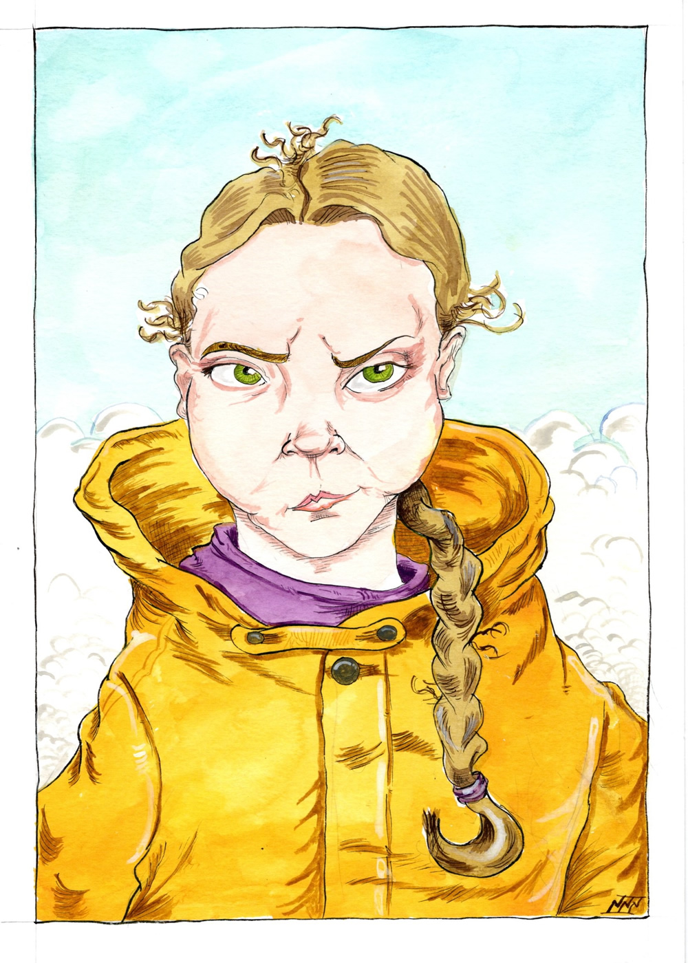 Tom Neenan, Greta, watercolour and ink, 297 x 210mm. Copyright: Tom Neenan. Tom Neenan, Greta, watercolour and ink, 297 x 210mm. Copyright: Tom Neenan.