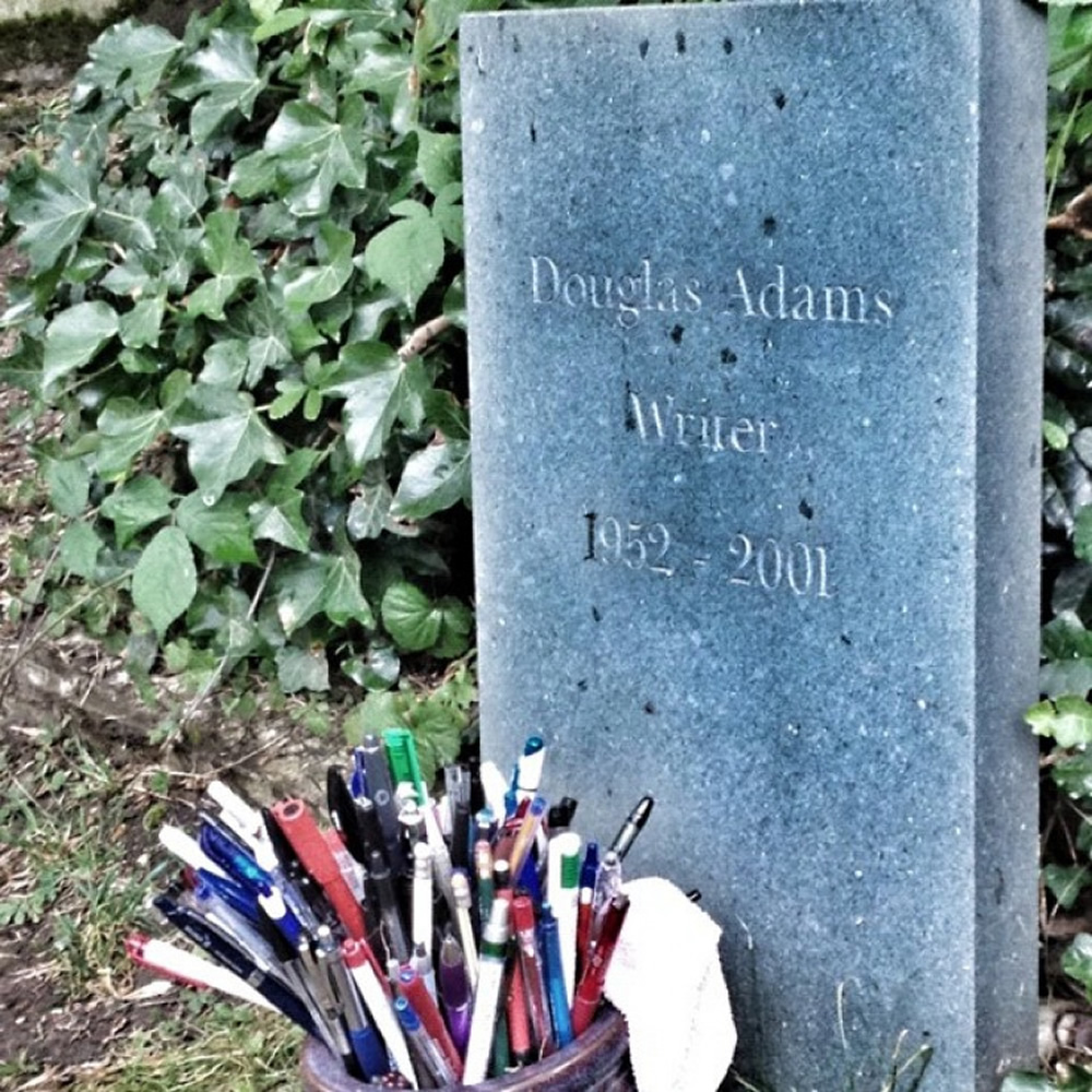 The grave of Douglas Adams. The grave of Douglas Adams.