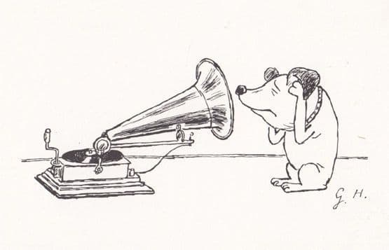 Gerard Hoffnung's take on His Master's Voice. Copyright: Gerard Hoffnung. Gerard Hoffnung's take on His Master's Voice. Copyright: Gerard Hoffnung.