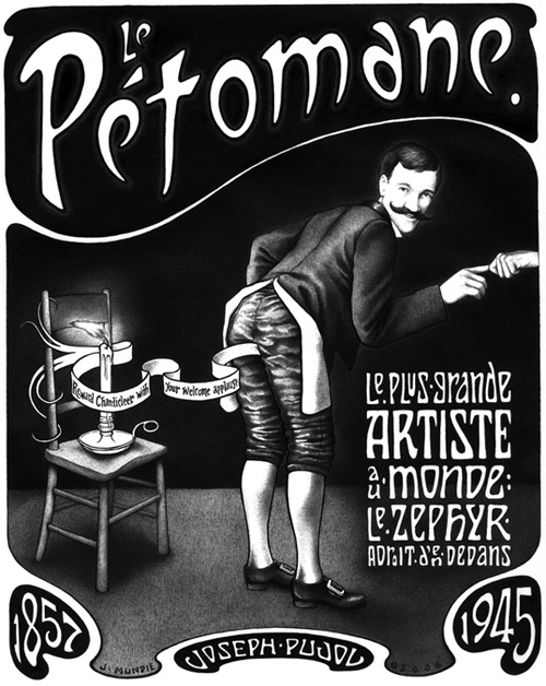 A memorial artwork for Joseph Pujol, 'Le Pétomane'. A memorial artwork for Joseph Pujol, 'Le Pétomane'.