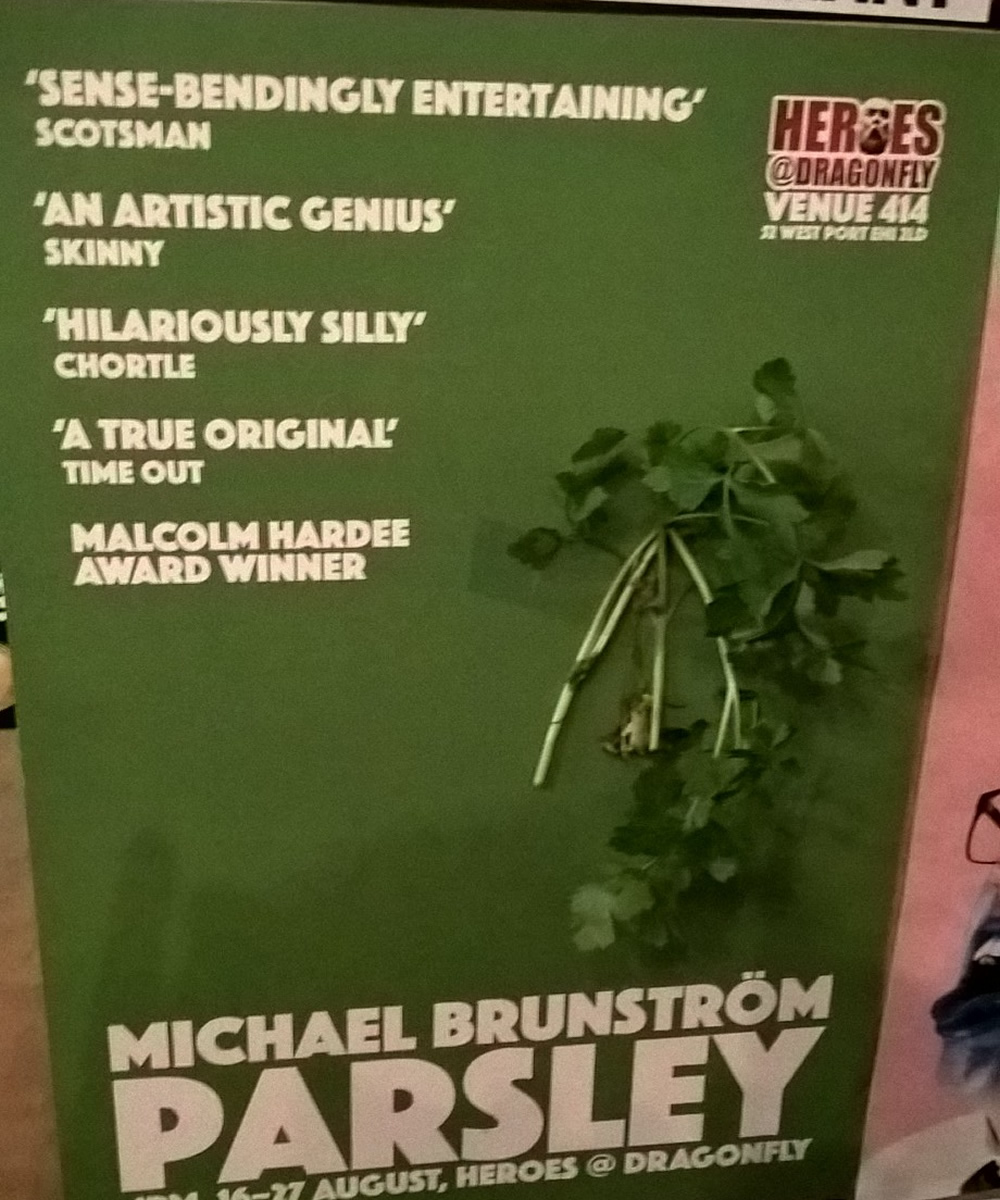 Parsley on Michael Brunstrom's poster. Parsley on Michael Brunstrom's poster.