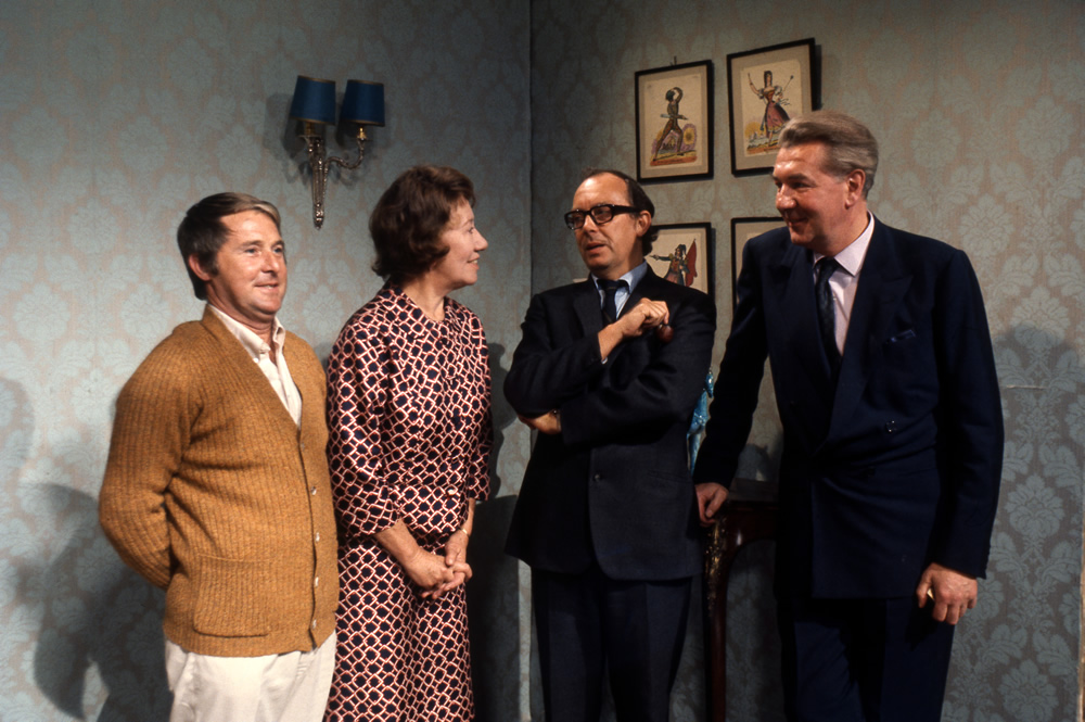 Ernie Wise, Flora Robson, Eric Morecambe and Michael Redgrave, 01/01/1970. Copyright: BBC History. Ernie Wise, Flora Robson, Eric Morecambe and Michael Redgrave, 01/01/1970. Copyright: BBC History.
