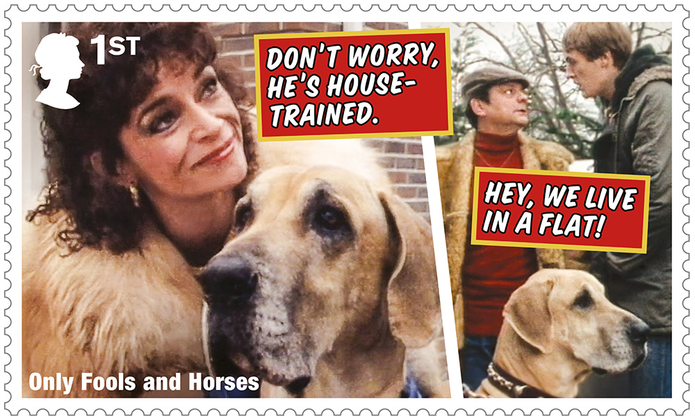 Only Fools And Horses stamp - Don't worry, he's house-trained. Hey, we live in a flat!. Only Fools And Horses stamp - Don't worry, he's house-trained. Hey, we live in a flat!.