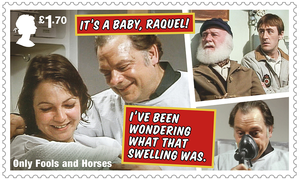 Only Fools And Horses stamp - It's a baby, Raquel! I've been wondering what that swelling was.. Only Fools And Horses stamp - It's a baby, Raquel! I've been wondering what that swelling was..