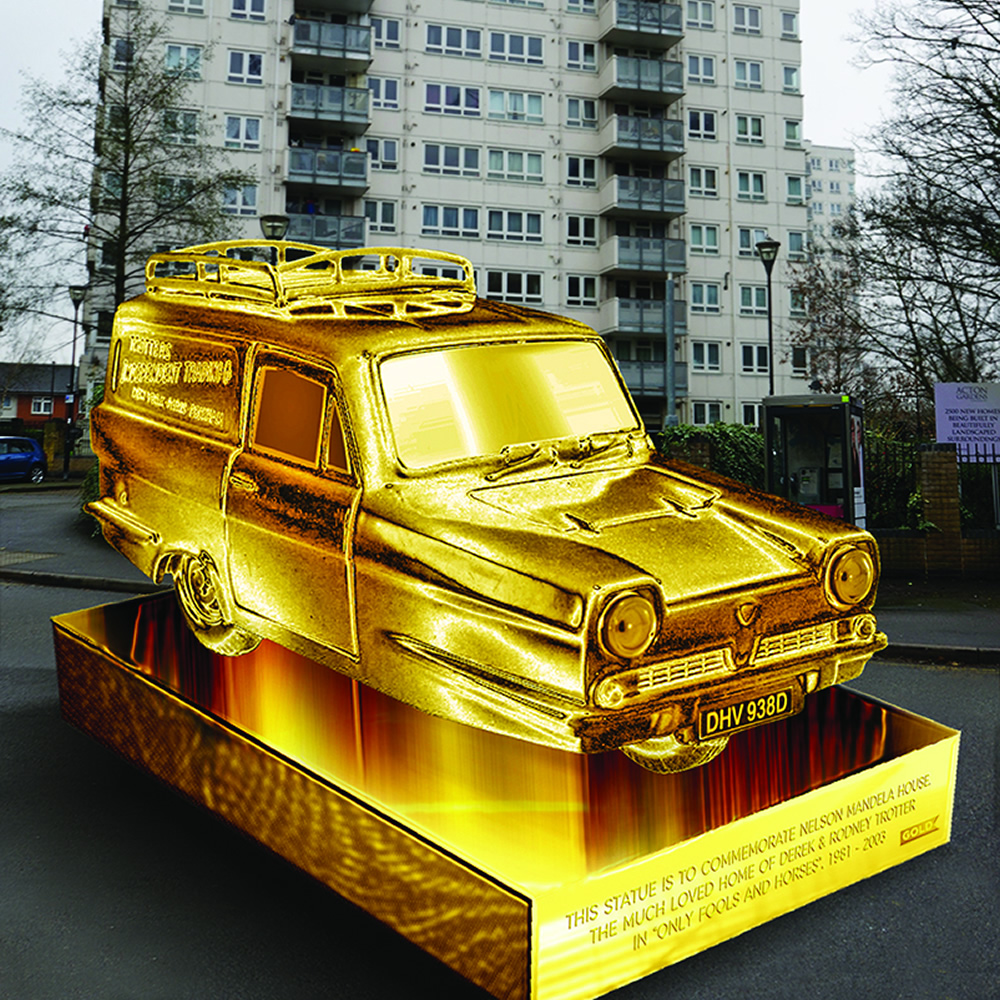 Mock-up of a statue of the van in Only Fools And Horses. Copyright: UKTV. Mock-up of a statue of the van in Only Fools And Horses. Copyright: UKTV.