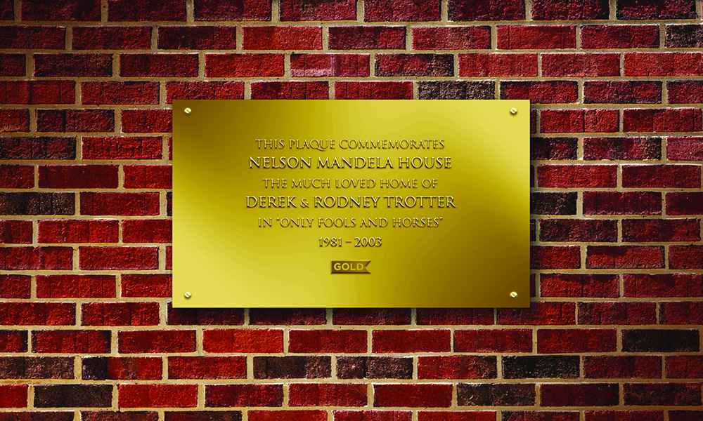 Mock up of a plaque to commemorate the location of Nelson Mandela House. Copyright: UKTV. Mock up of a plaque to commemorate the location of Nelson Mandela House. Copyright: UKTV.