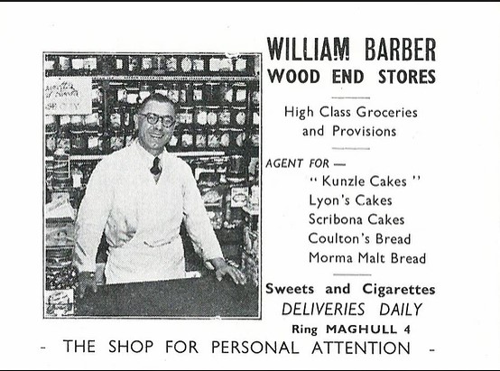 Promotional panel for William Barber's Wood End Stores. Promotional panel for William Barber's Wood End Stores.
