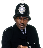 The Thin Blue Line. P.C. Gladstone (Rudolph Walker). Copyright: Tiger Aspect Productions. The Thin Blue Line. P.C. Gladstone (Rudolph Walker). Copyright: Tiger Aspect Productions.