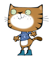 Wussywat The Clumsy Cat. Jinja. Copyright: Baby Cow Productions. Wussywat The Clumsy Cat. Jinja. Copyright: Baby Cow Productions.