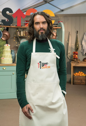 The Great Celebrity Bake Off for Stand Up to Cancer 2019. Russell Brand. Copyright: Channel 4 Television Corporation. The Great Celebrity Bake Off for Stand Up to Cancer 2019. Russell Brand. Copyright: Channel 4 Television Corporation.