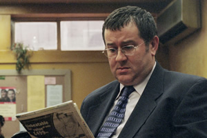 The Smoking Room. Barry (Jeremy Swift). Copyright: BBC. The Smoking Room. Barry (Jeremy Swift). Copyright: BBC.