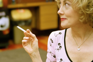 The Smoking Room. Lilian (Paula Wilcox). Copyright: BBC. The Smoking Room. Lilian (Paula Wilcox). Copyright: BBC.