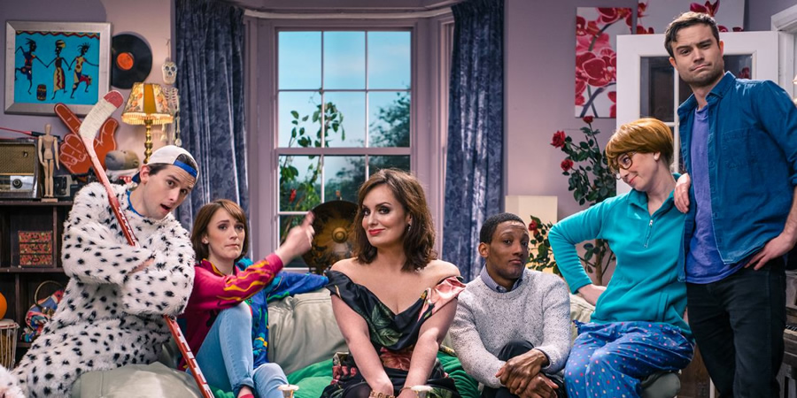 Image shows from L to R: Kieran Hodgson, Charlotte Ritchie, Deborah Frances-White, Jason Forbes, Tessa Coates, Tom Palmer. Copyright: Comic Relief. Image shows from L to R: Kieran Hodgson, Charlotte Ritchie, Deborah Frances-White, Jason Forbes, Tessa Coates, Tom Palmer. Copyright: Comic Relief.